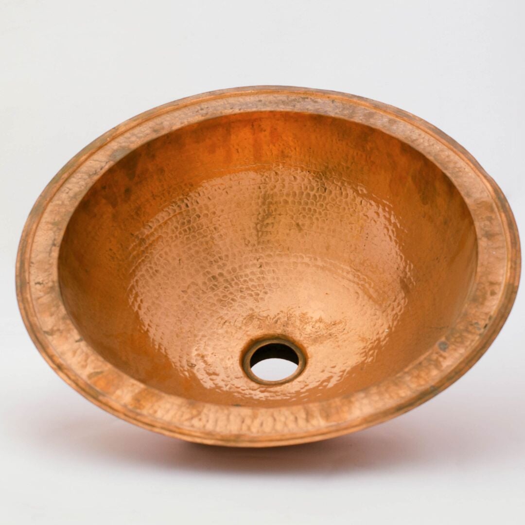 Round Hammered Sink , Vintage Copper Drop-in Sink , Diameter 17 - 5/8 "