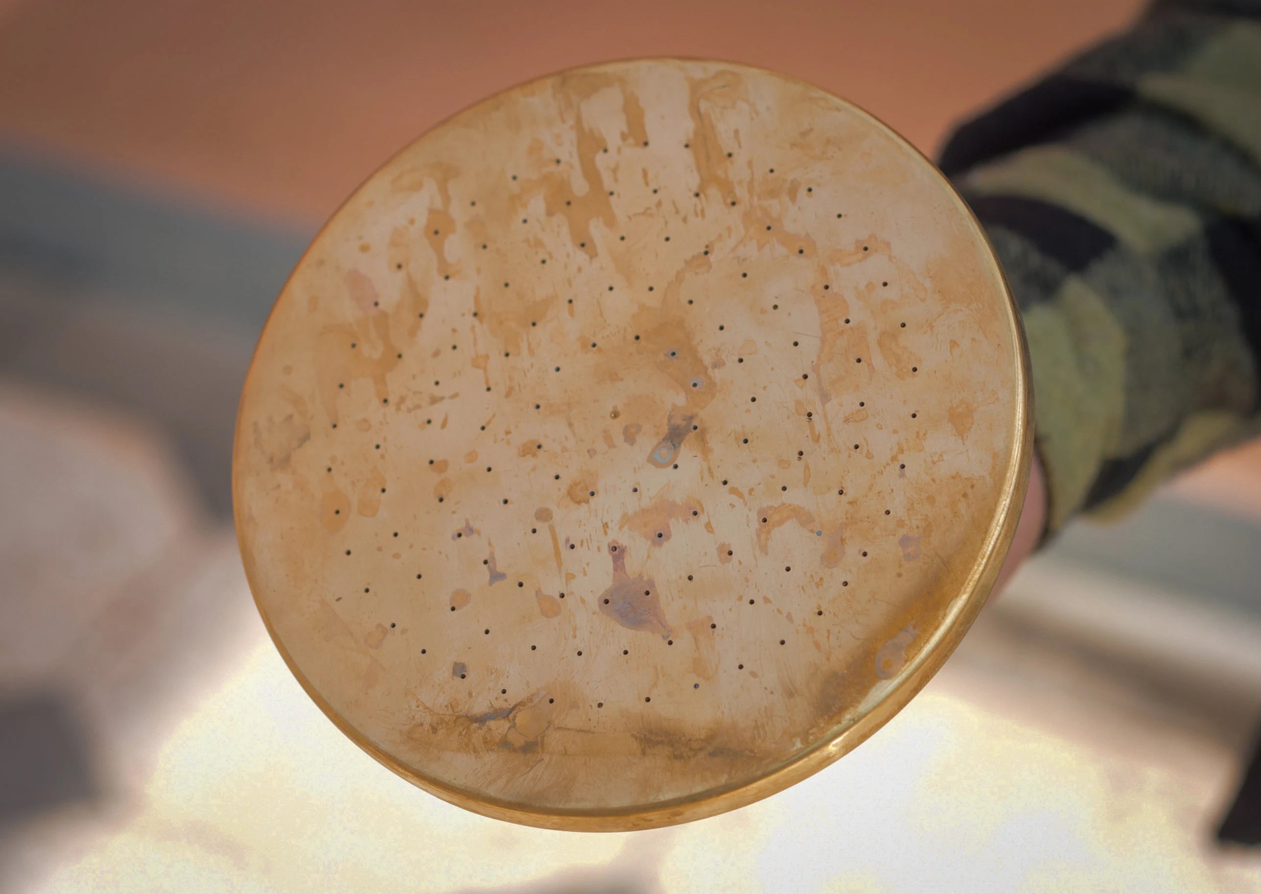 Unlacquered Solid Brass Rain Shower Head, Round Handcrafted Vintage Showerhead, Works Outdoor